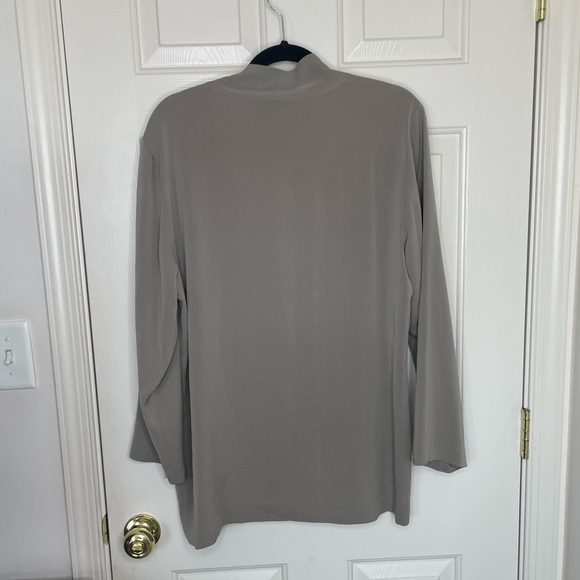 Eileen Fisher Silk Blend Open Front Cardigan Gray Long Sleeve Minimal Luxe | L - Picture 7 of 9